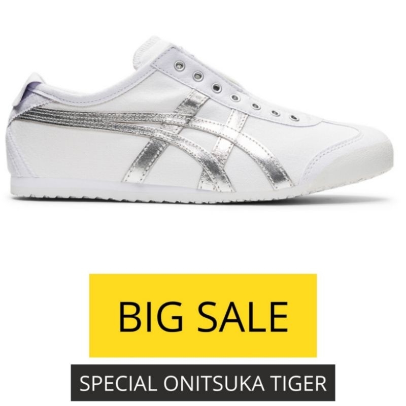 Sepatu Onitsuka Mexico 66 Slip On White Silver