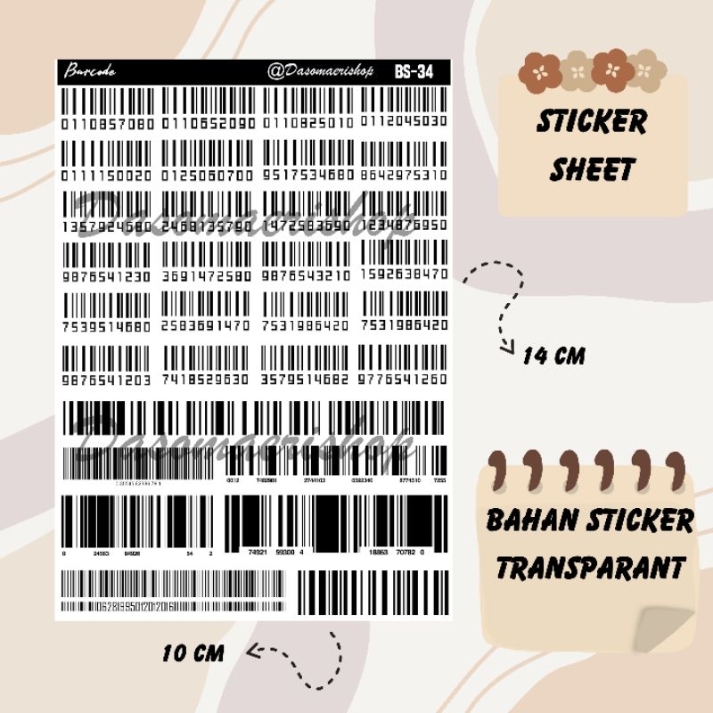 

Sticker Sheet Aesthetic Barcode Series Stiker Dekorasi Journaling Scrapbook Handmade by Dasomaerishop