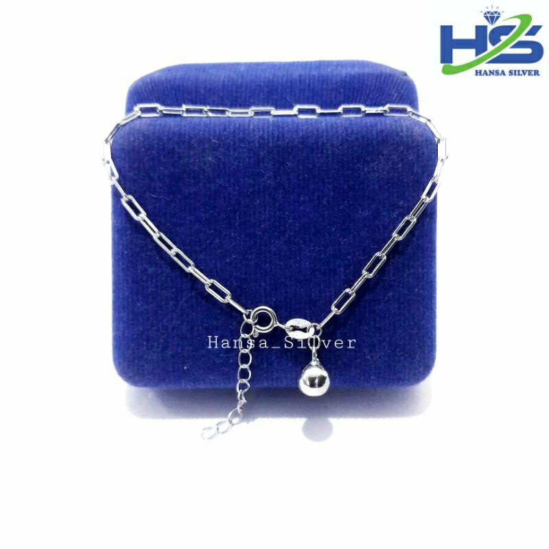 Gelang Tangan Perak Asli Silver 925 Lapis Emas Putih Model Rantai Catena Ukuran Kecil - Gelang Perak