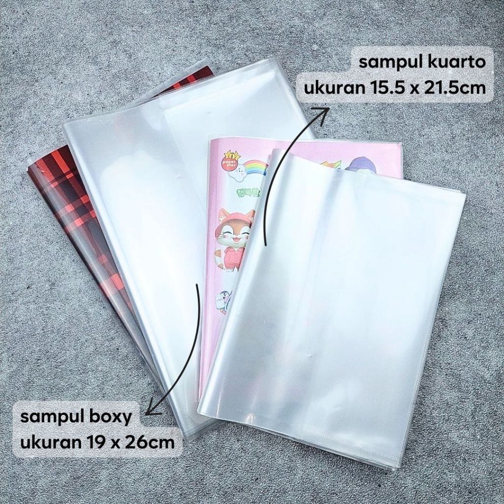 

GOGO BELI Sampul Plastik TEBAL Transparan Bening ukuran Kuarto dan Boxy Model Slip On