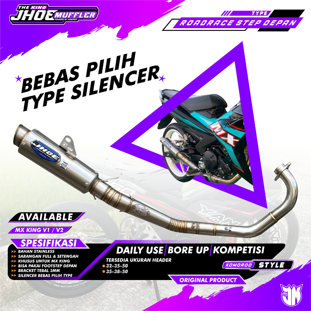 Knalpot MX King Type Roadrace Footstep depan standar Original Jhoe Muffler