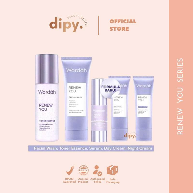 WARDAH - Renew You Series Facial Wash Essence Toner Intensive Serum Day Night Cream Anti Aging Anti 