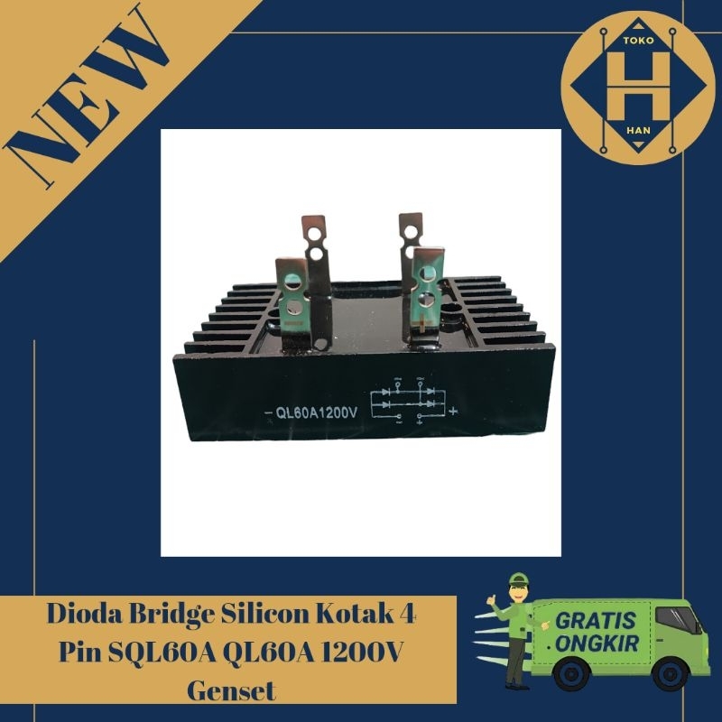 Dioda Bridge Silicon Kotak 4 Pin SQL60A QL60A 1200V Genset RRC 4 Kaki