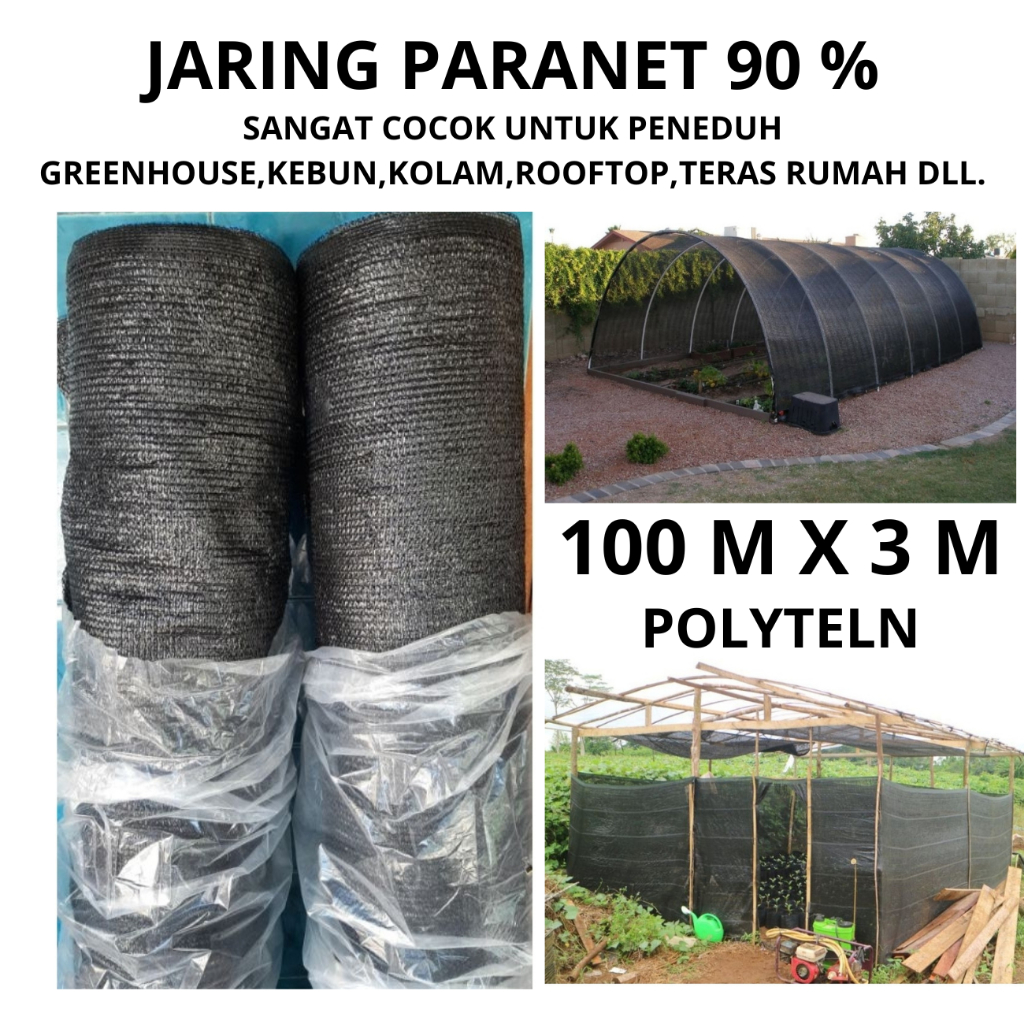 Jaring Paranet 1 Roll Panjang 100 meter x 3m 90% Kandang ayam Peneduh Panas Shading Peneduh Panas