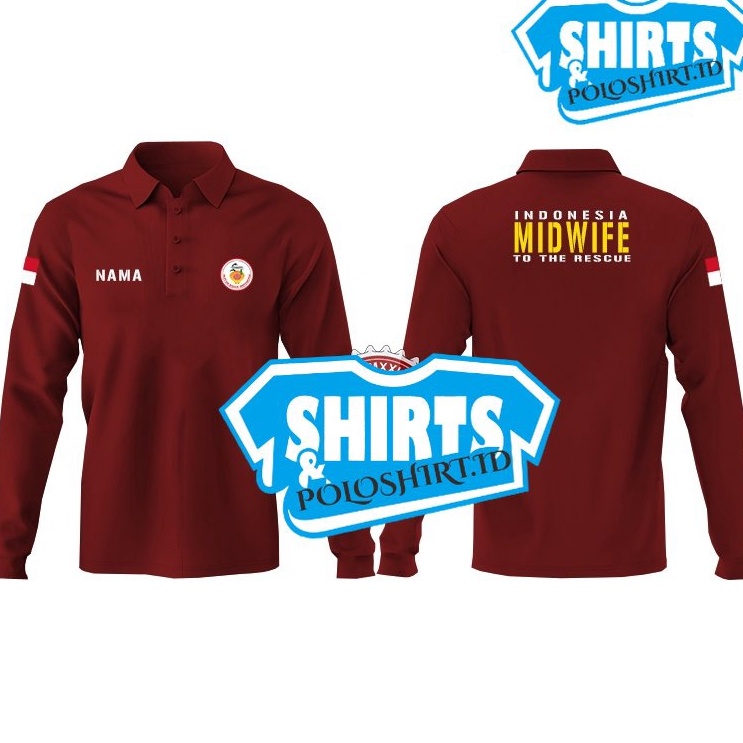 Sekarang Murah  Kaos Kerah  POLOSHIRT  KAOS POLO BIDAN LENGAN PANJANG  KAOS KERAH MIDWIFE BIDAN LENG