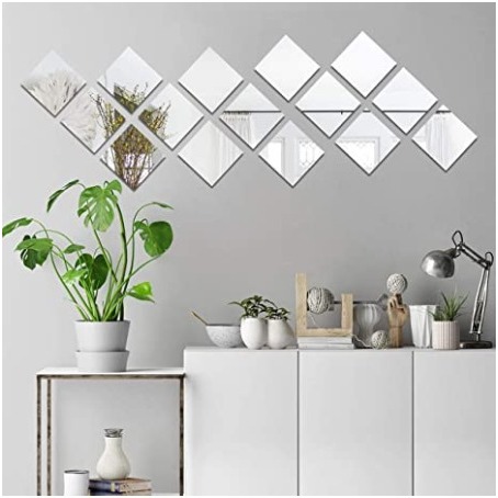 Sticker Kaca Hexagonal Mirror Wall Decoration/Besar Cermin Kaca Hexagonal Mirror Dekorasi Hiasan Din