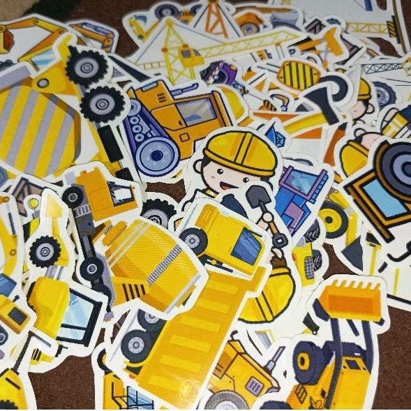 

60PCS+ STICKER TRANSPORTASI ALAT BERAT | STIKER KENDARAAN DARAT ALAT BERAT PROYEK | STICKER EXCAVATOR