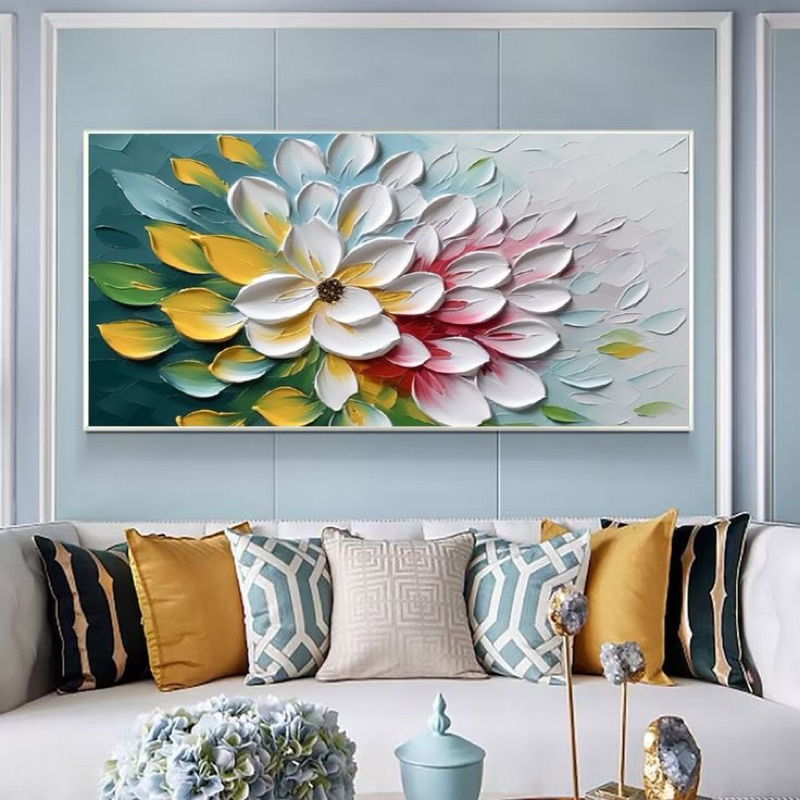 Lukisan dinding abstrak tekstur bunga minimalis modern untuk hiasan dinding rumah