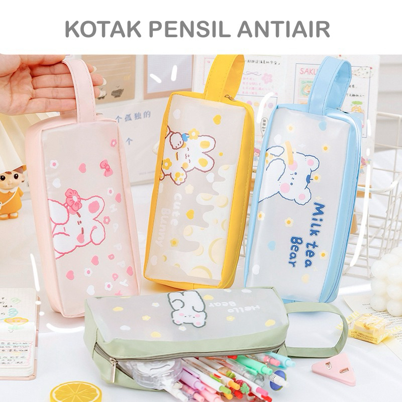 

Kotak Pensil PVC Waterpoof Tempat Pensil PU Resleting Lucu Motif Animals