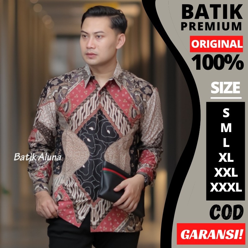 Batik Aluna Pria Lengan Panjang Couple Tenun Premium Modern Jumputan Solo Exclusive Nikahan Resepsi