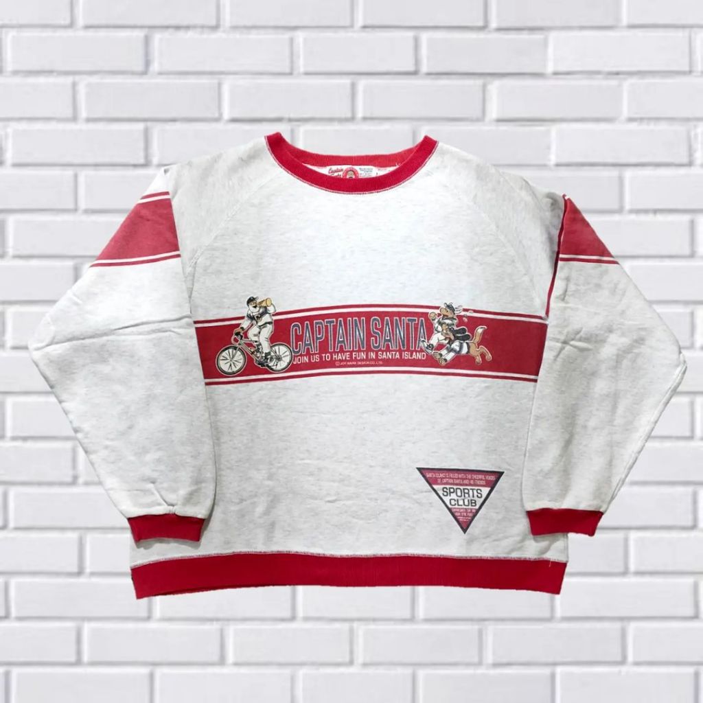 VINTAGE SWEATER CREWNECK CAPTAIN SANTA, SIZE M (SECOND BRANDED) ABU-MERAH, CN0085