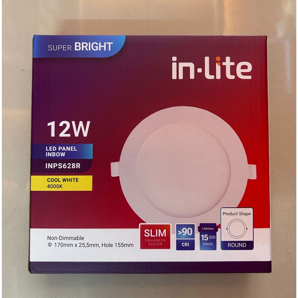In-Lite Lampu Downlight Panel Inbow 3W, 6W, 9W, 12W, 18W, 24W Bulat Cahaya Kuning - Natural - Putih