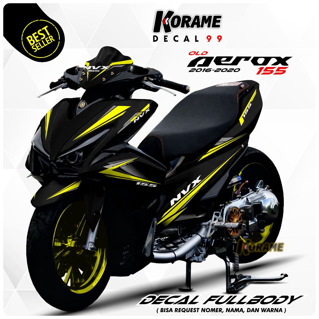 Decal Aerox 155 Old - Stiker Aerox Old 155 Black List Kuning Full body