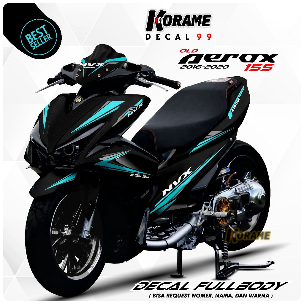 Decal Stiker Aerox 155 Old Motif Black Version List Tosca Full body