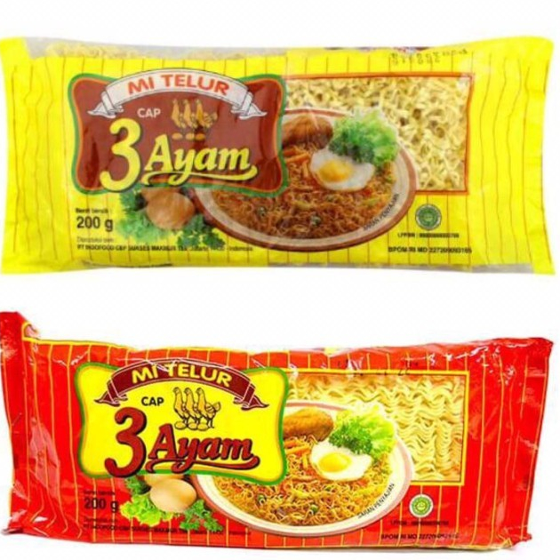 

Mie telur cap 3 ayam / mi telur cap 3 ayam kuning dan merah 200gr