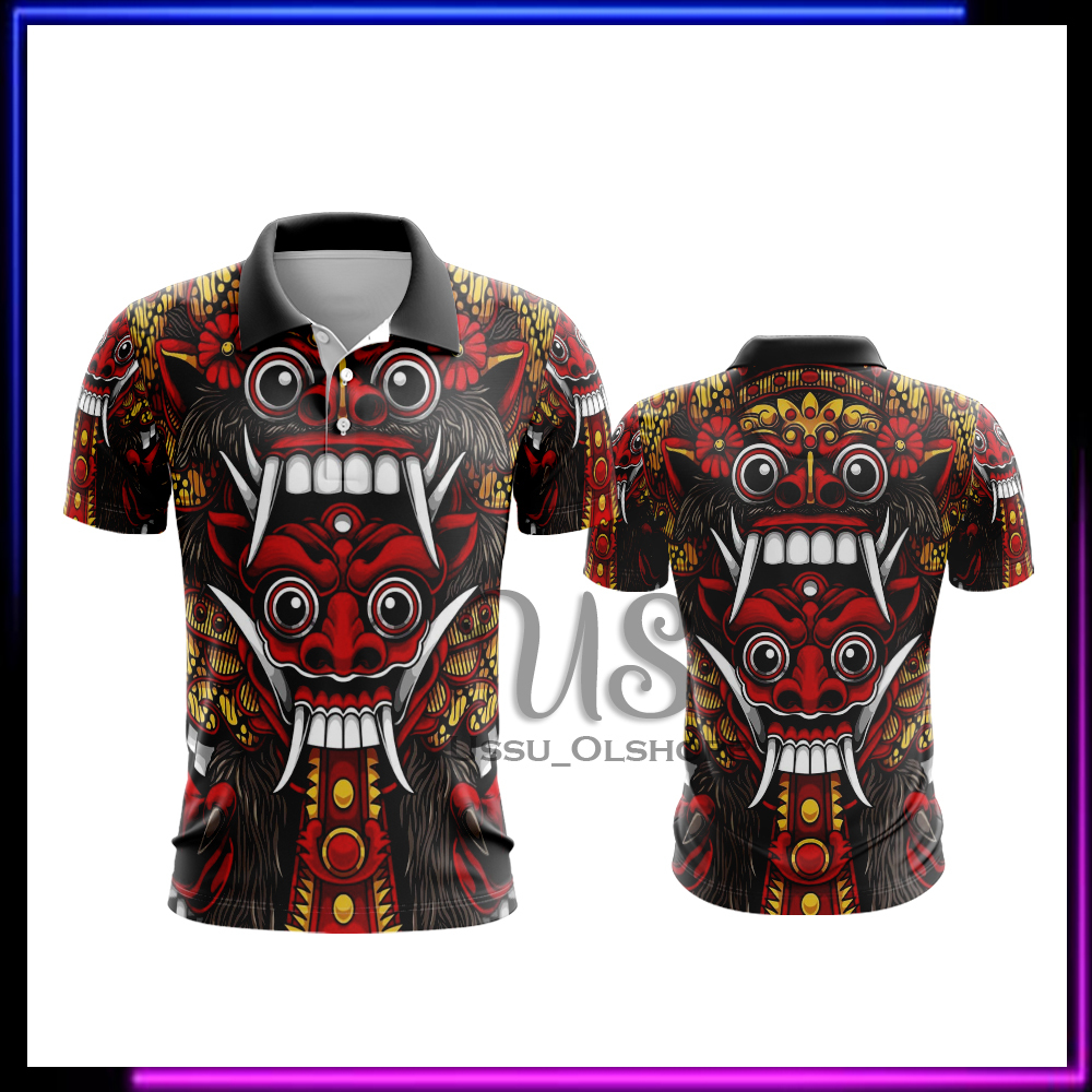 Baju Barong | Kaos Baju Polo Barong Bali Terbaru | Kaos Pria Barong Bali Fullprint