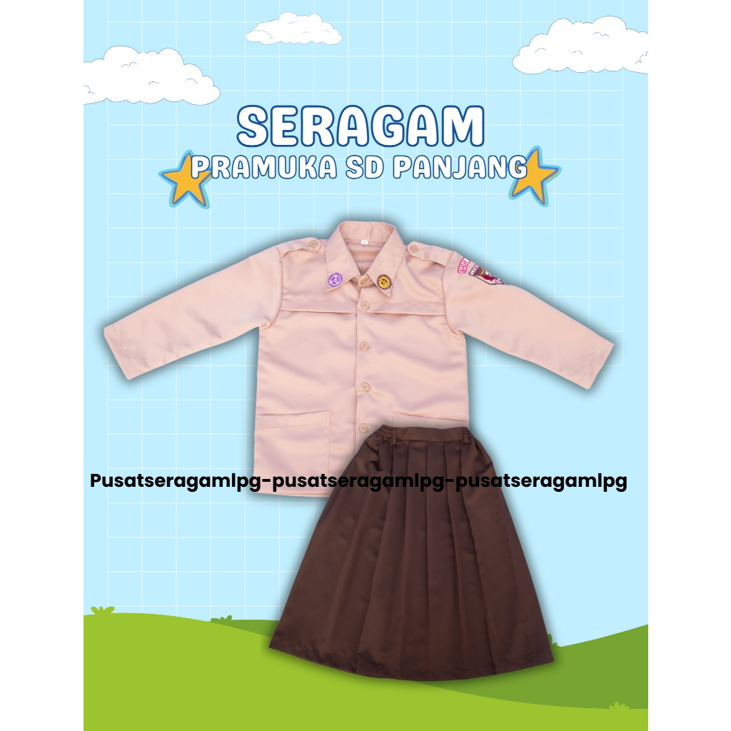 SERAGAM PRAMUKA SD PEREMPUAN PANJANG PAKET LENGKAP