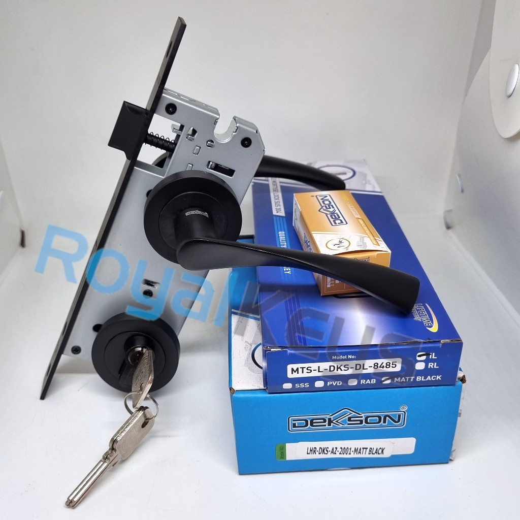 Paket Set Handle Dekson Dekkson LHR 2001 AZ Black Hitam Pintu Kayu