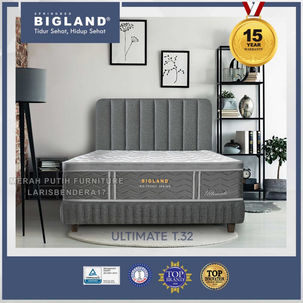 Paket dipan + Kasur Bigland Springbed ULTIMATE Plustop (FOAM ENCASED). Tempat tidur Elegan & premium