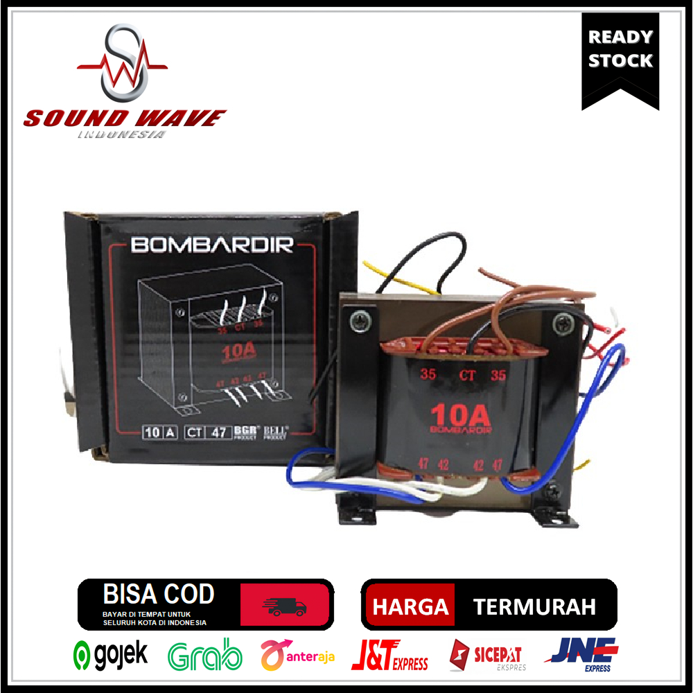 TRAFO BOMBARDIR 10A CT 35V 42V 47V KOTAK BLACK BGR BELL
