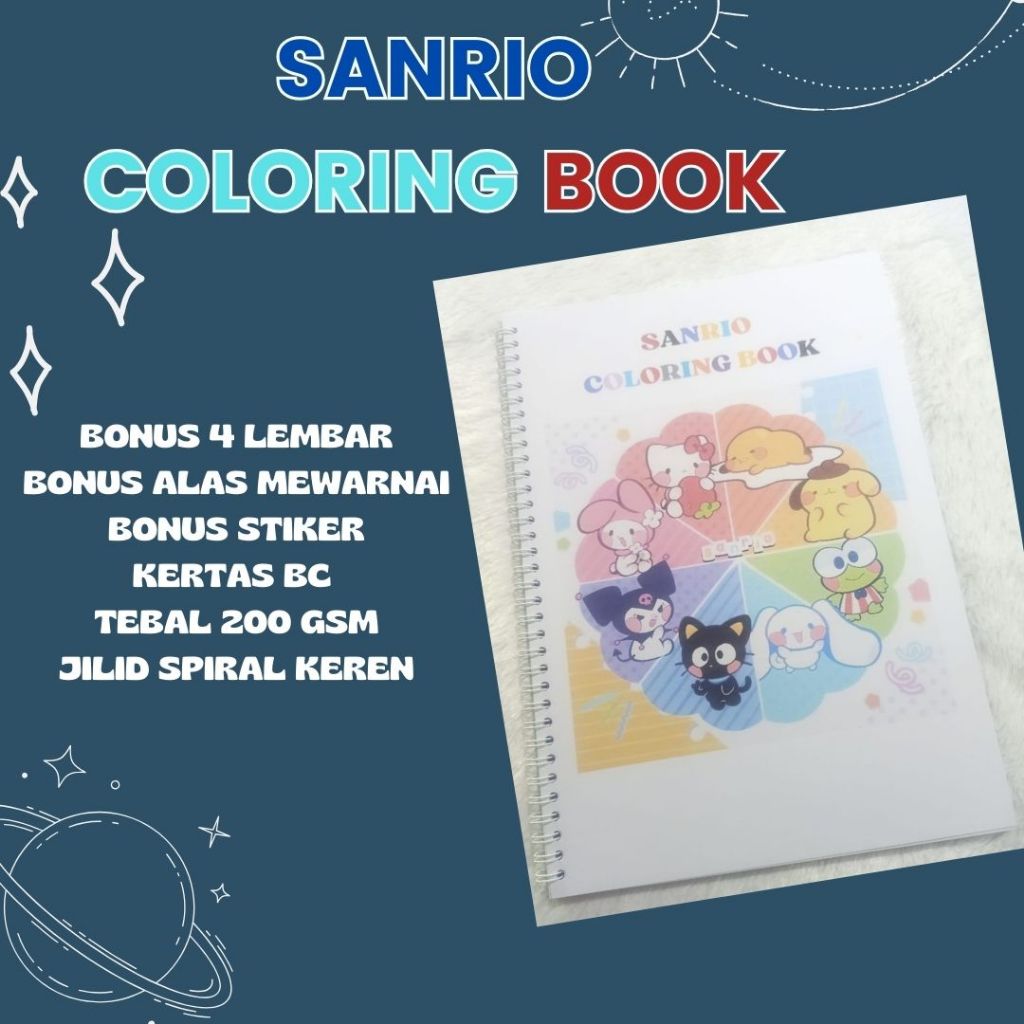 

SANRIO COLORING BOOK AESTHETIC CUTE BUKU MEWARNAI ANAK PAUD TK SD REMAJA DEWASA KERTAS TEBAL 200 GSM