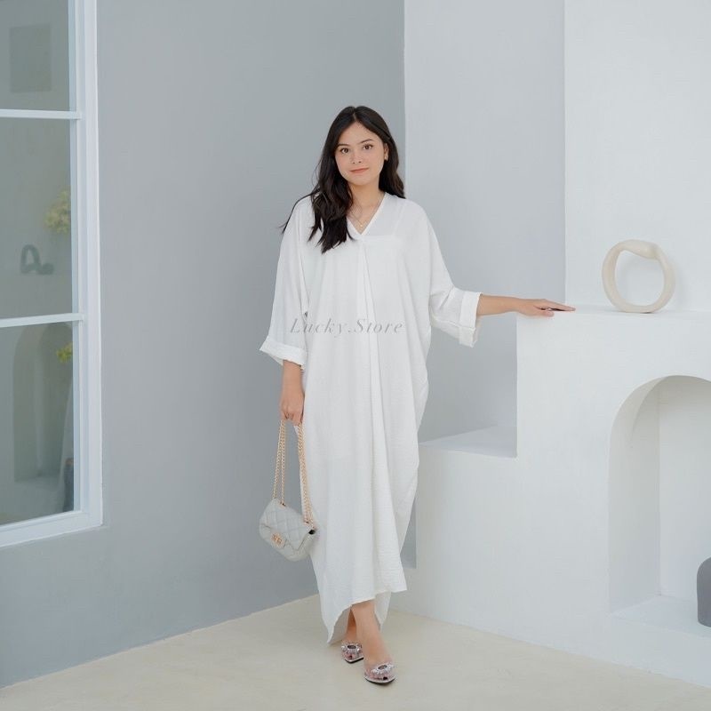 Kaftan Jumbo LD 160 Polos Katun Muslim Wanita Gamis Atasan Dress Rayon Crinkle