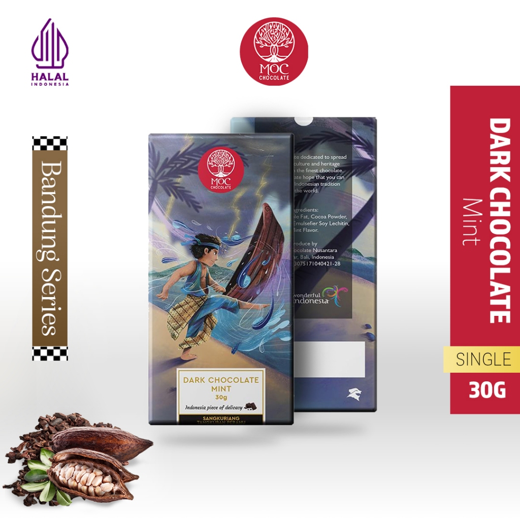 

MOC Chocolate - Bandung Series Dark Chocolate Mint 30 Gram - Halal - Chocolate Bar/Cokelat Batang - Chocolate Edukasi
