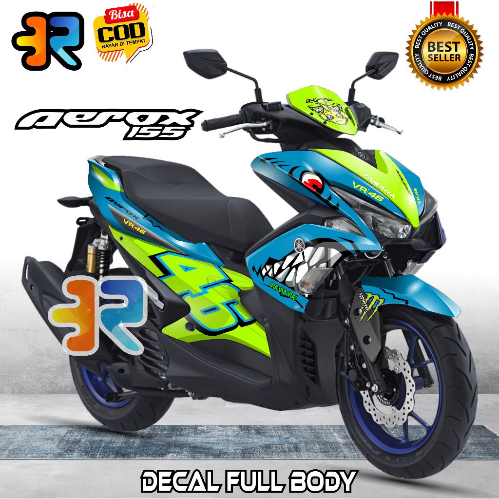 Bisa COD Decal Aerox 155 Old Stiker Full Body Variasi Desain Shark Vr46