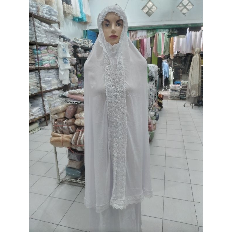 MUKENAH PUTIH KD RAYON GRASELA||MUKENAH JUMBO PUTIH||MUKENAH HAJI DAN UMROH
