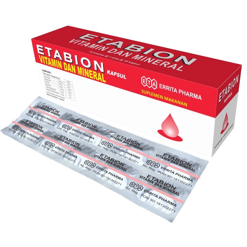1 Box ETABION Multivitamin dan Mineral / 10 Strip 100 tablet Vitamin Ibu Hamil
