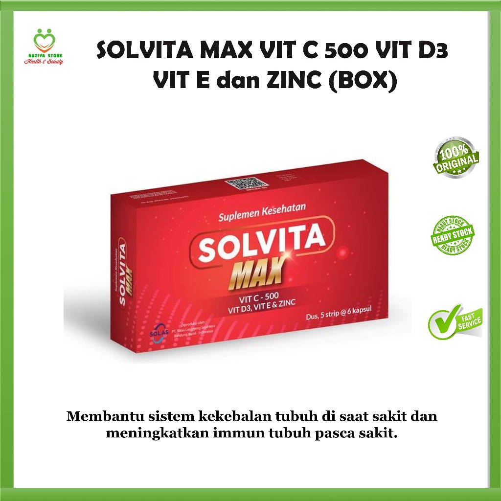 SOLVITA MAX VIT C 500 VIT D3 VIT E dan ZINC - PER BOX