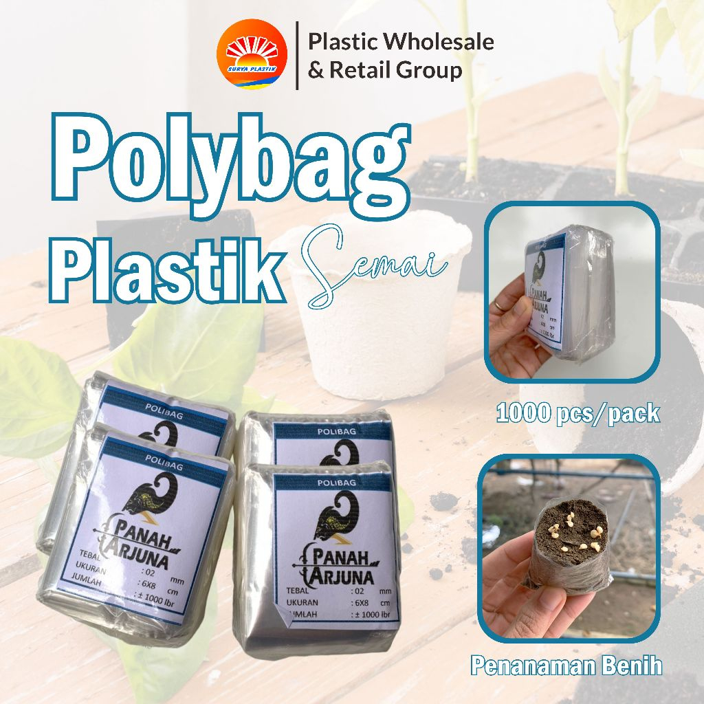 Polybag semai 6x7 plastik semai/polybag benih 1ikat= 1000pcs Polybag cabai