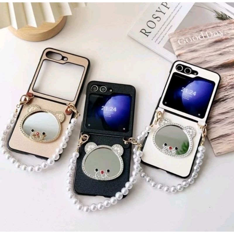 CASING SAMSUNG Z FLIP 6 5G 2024 / SAMSUNG Z FLIP 5 HARDCASE LUCU DENGAN MAINAN 3D DAN RANTAI