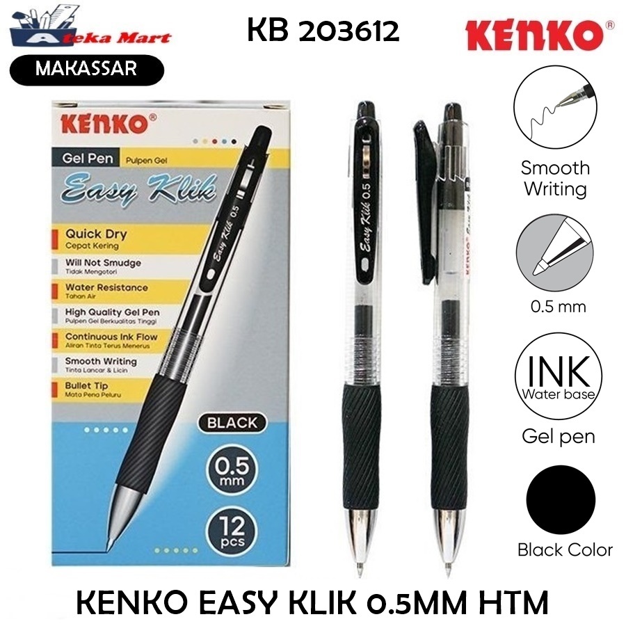 

[BOX/12PCS] EASY KLIK GEL PEN 0.5MM HITAM