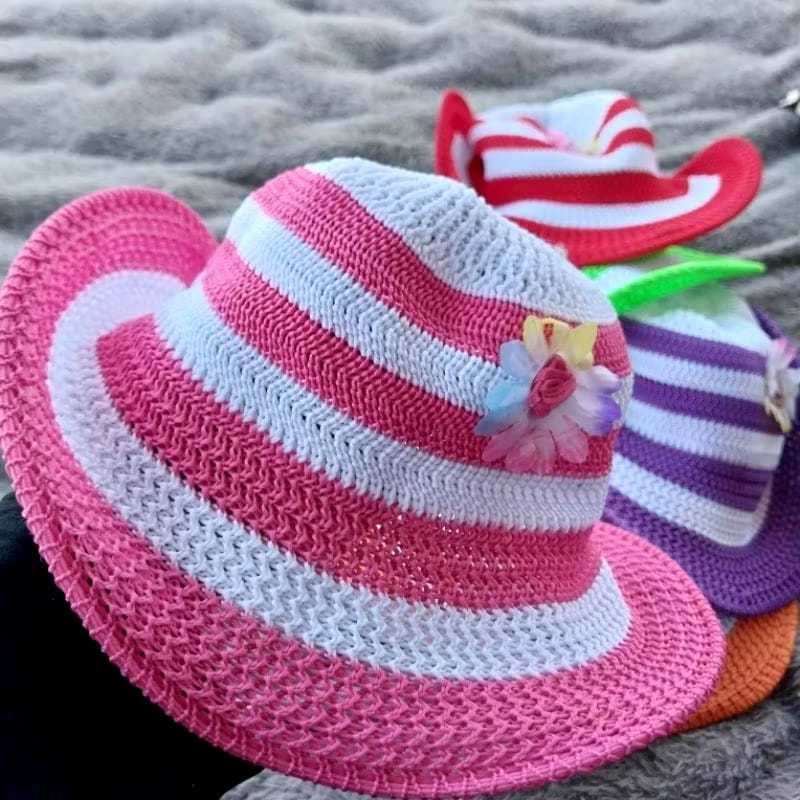 Topib bucket Rajut anak/topi pantai anak/topi anak perempuan usia 1 - 5 tahun