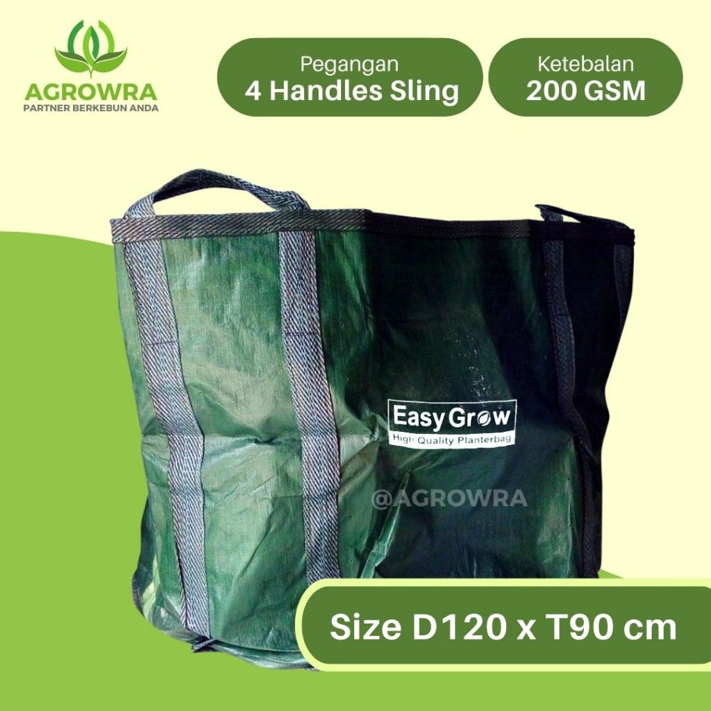 Planter Bag 1000 Liter Size 120 x 90 cm Easy Grow Original Warna Hijau Tebal Pot Polybag