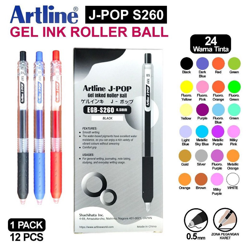 

Pena Gel Warna Warni J-Pop S260 Artline 0,5mm