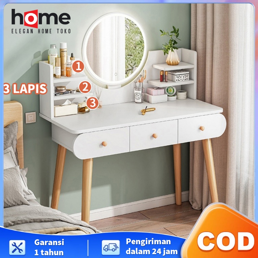 Meja Rias/ Meja Rias Lampu LED/Meja Rias Aesthetic/Minimalis/Mini/Modern/Nordic/Murah