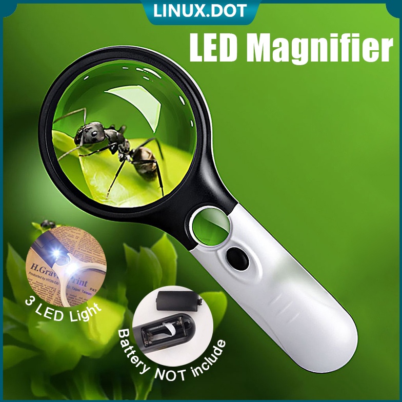 

KODE S5E3 Kaca Pembesar LED 2in1 Pembesar 3 LED Membaca Magnifying Glass Dengan Lampu