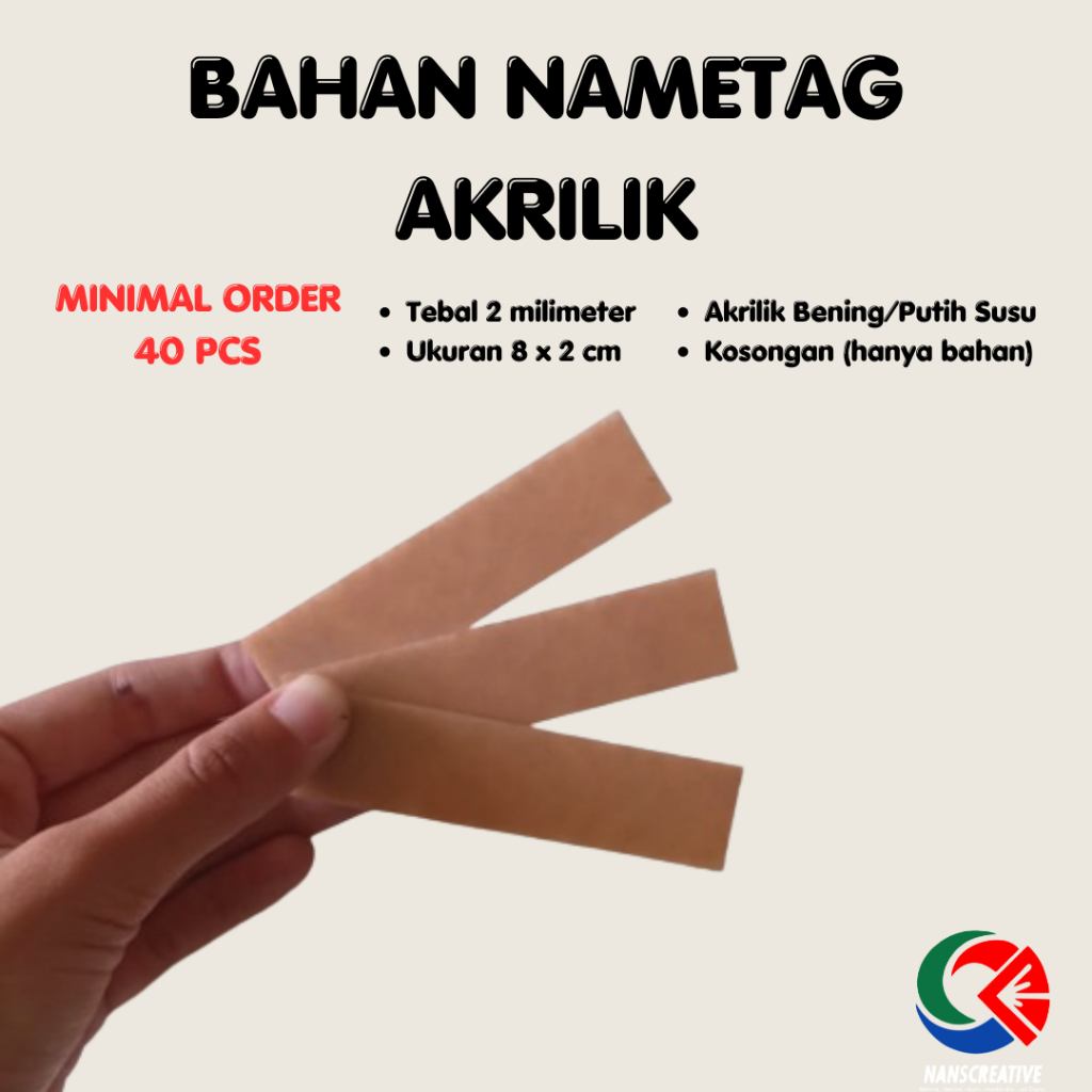 

Nametag akrilik Papan Nama Polos 2cm x 8cm