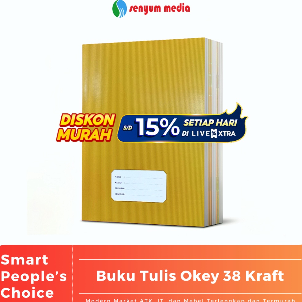 

KODE V3N5 Buku Tulis OKEY Oleh KIKY Kraft 38 Lembar 1 Pack Isi 1 Buku SPAK