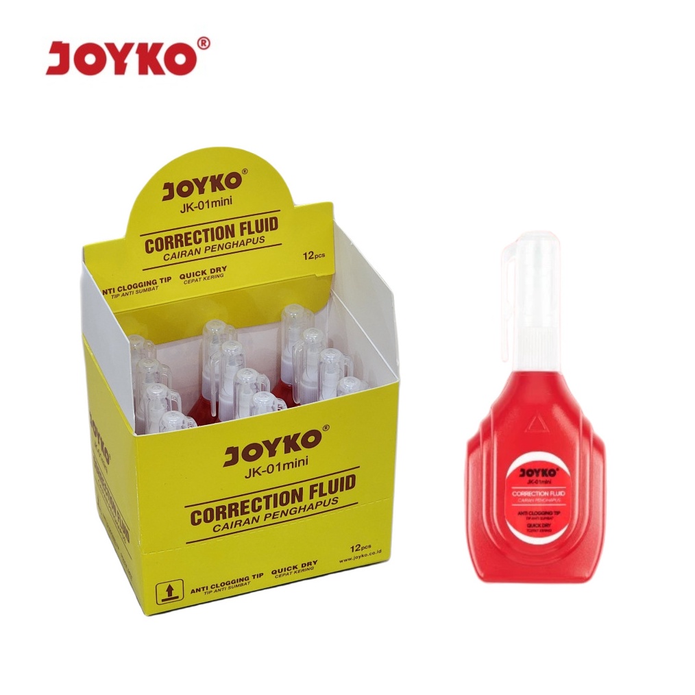 

KODE I9X4 1 LSN 12 PCS Correction Fluid Cairan Koreksi Penghapus Cair Joyko JK1 Mini