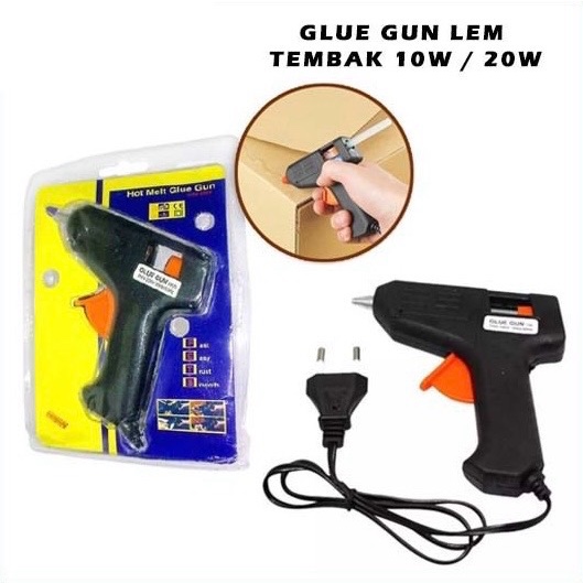 

HOT MELT GLUE GUN 10 WATT LEM TEMBAK PISTOL MINI 10W 20W ALAT LEM STICK KERAJINAN TANGAN PITA KAIN