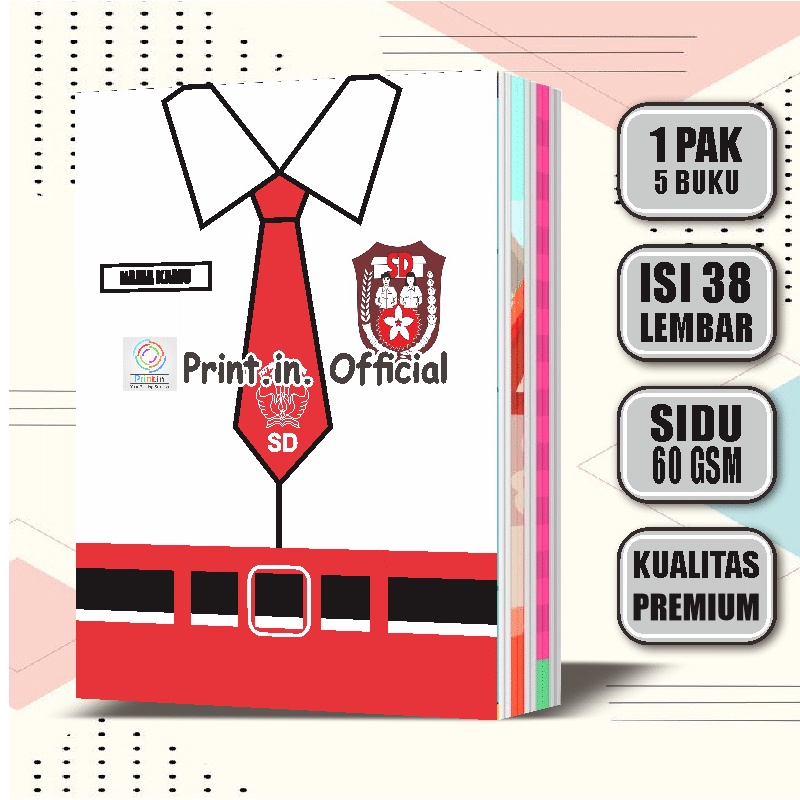 

KODE C5U3 Buku Tulis Custom Seragam Sekolah SDTKMISMPMTSSMA 38 Lembar Buku Tulis Sekolah 1 Pack isi 5 buku