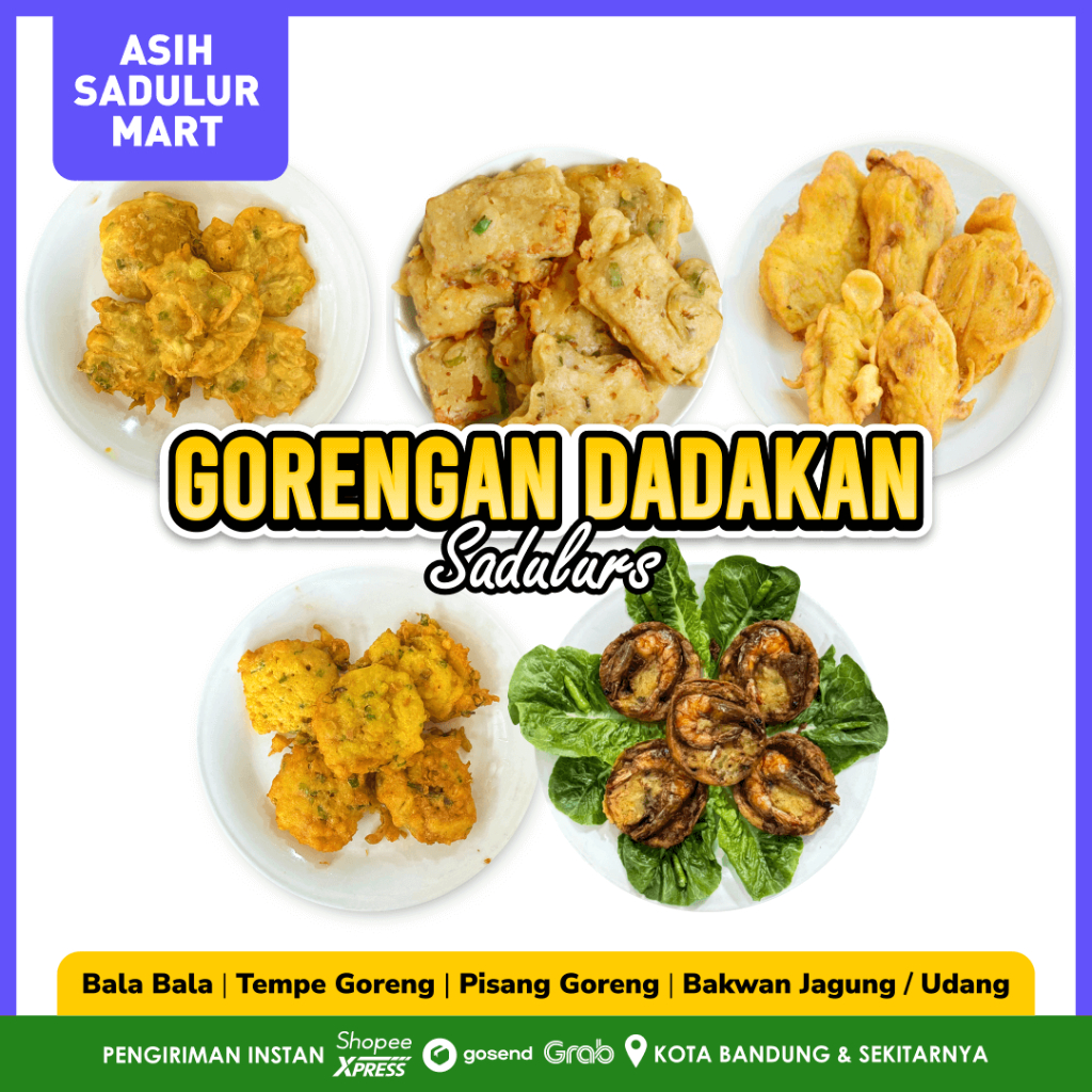 

Gorengan Dadakan Bala - Bala / Pisang & Tempe Goreng / Gehu / Bakwan Udang & Jagung & Ubi Celembu Promo Bandung | Asih Sadulur Mart