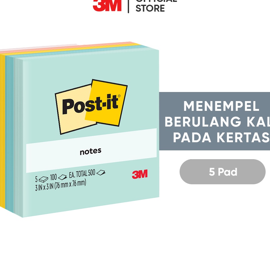 

FG2 3M Postit Notes 6545AP Menempel berulah kali pada kes 5 pad 76x76 mm Untuk berbgai permukan kes