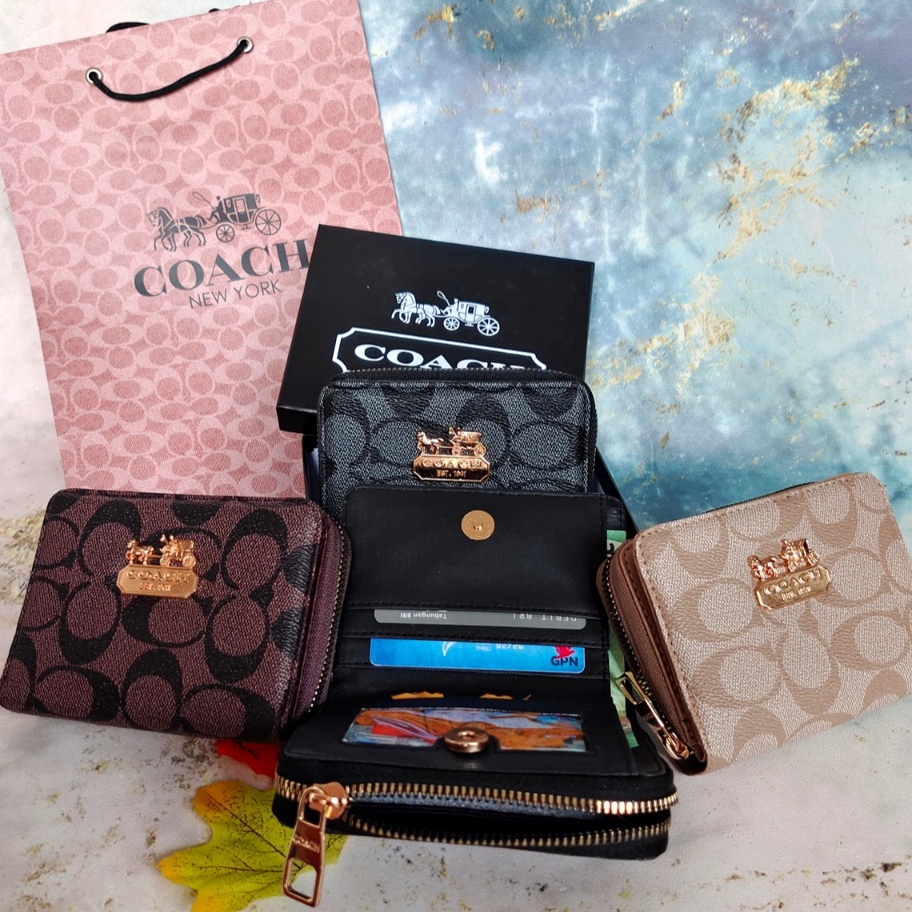 Terkini DOMPET LIPAT MAGNET WANITA PREMIUM COCO  DOMPET MINI Kartu Import COACH With Box PaperBag