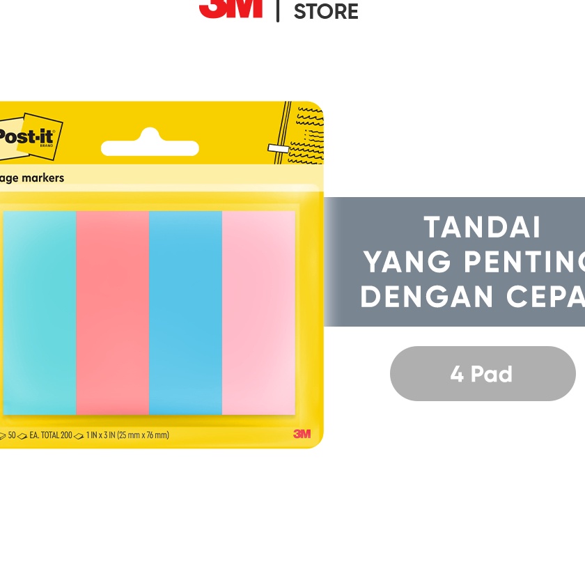 

KP8 3M Postit Penanda Halaman Floral Fantasy Page Marker 6714ASST Menandai dengan cepat 4 pad 1x3 inci Untuk labeling pengingat