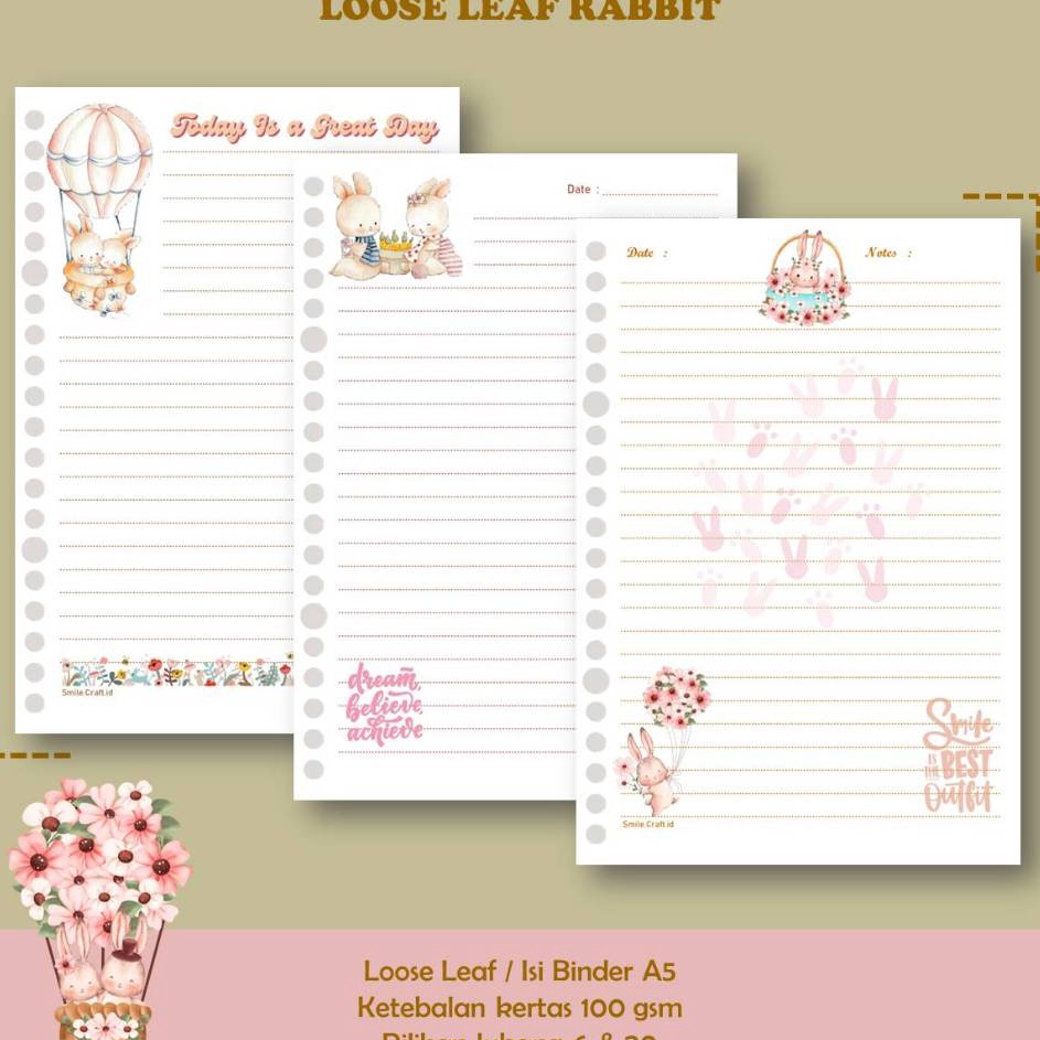 

KP8 KES LOOSE LEAF ISI BINDER REFILL NOTEBOOK A5 KARAKTER RABBIT 1 GSM