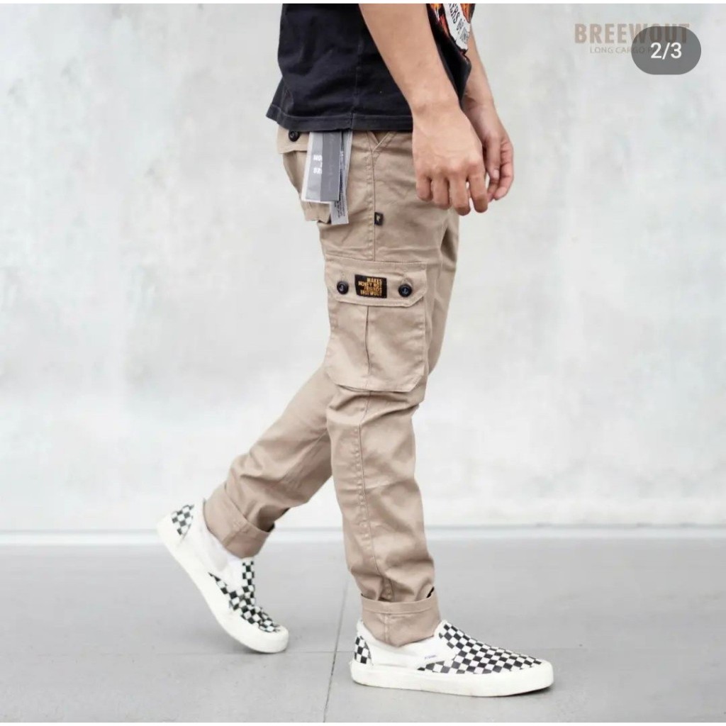 Celana cargo kanvas saku pdl gunung slimfit celana panjang pria
